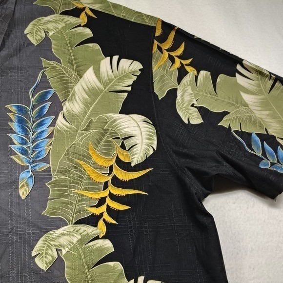 Tommy Bahama 100% Silk Black Floral Hawaiian Shirt Men's Size XXL Short Sleeve - Picture 3 of 11